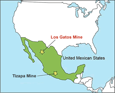 Location of Los Gatos Mine