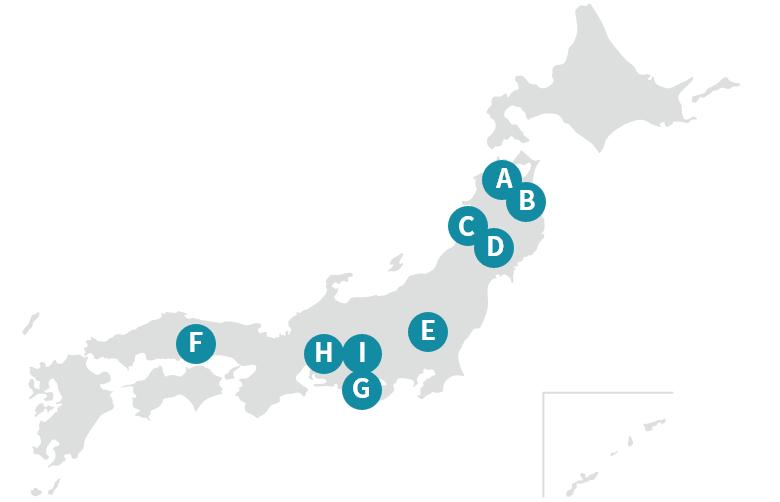 研究拠点 日本地図