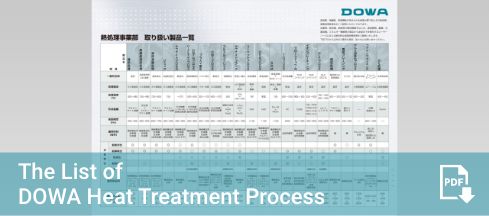 The List of DOWA Heat Treatment Process
